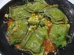 Photographie en couleurs représentant des ravioles.