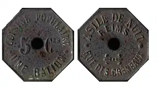 Jeton de l'Asile de Nuit.