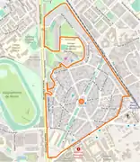 Contour de la Cité-jardin Maison Blanche sous Openstreetmap.
