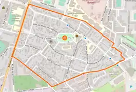 Contour de la Cité-jardin du Chemin Vert sous Openstreetmap.