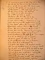 Manuscrit autographe avec une écriture de jeunesse ; texte en vers.