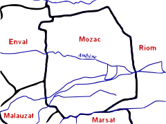 Réseau hydrographique de Mozac.