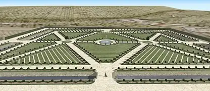 Restitution 3D du potager de Nanteuil, première moitié du XVIIIe siècle.
