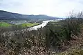 Vue sur le Rhône et le Pont de Briord depuis le site médiéval de Quirieu