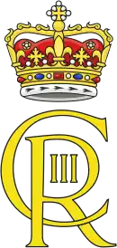 Monogramme de Charles III en Écosse, coiffé de la couronne d'Écosse.