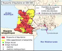 Royaume d'Aquitaine en 585 (Gondovald).