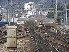 Bifurcation pour Annecy à la sortie d'Aix-les-Bains (à droite). La ligne de gauche part sur Culoz, puis Lyon.