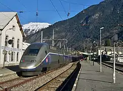 TGV hivernal, sur la relation Paris - Saint-Gervais.
