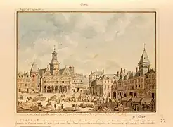 L'Hôtel de Ville en 1774.(dessin de Tavernier de Jonquières. BNF).