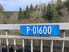 Ruisseau Durocher, panneau du pont à poutres en béton armé P-01600, rang de la Petite-Rivière Nord