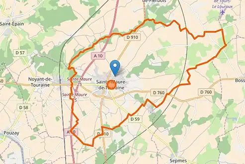 Carte représentant les limites territoriales d'une commune.
