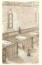 Dessin montrant une salle d'hôpital.