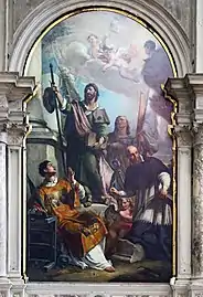 "Jacques de Zébédée entre Saints-Laurent, Marie-Madeleine et François de Sales"  Girolamo Brusaferro