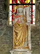 Statue de sainte Barbe  en pierre polychrome du XVIe siècle