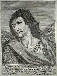 Portrait de Cyrano dessiné et gravé par un artiste non identifié d'après un tableau de Zacharie Heince.