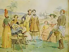 Scène de groupe en Guadeloupe, XIXe siècle.