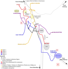 Schéma simplifié du projet de réseau de bus de Rumilly en 2013.