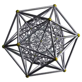 Squelette tridimensionnel d'une projection, en noir sur fond blanc.