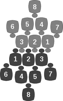 Disposition d'une mêlée.