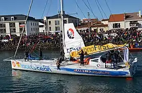 Sebastien Destremau au départ du Vendée Globe 2016-2017