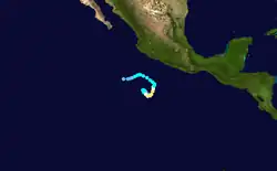 Parcours de l'ouragan Sergio