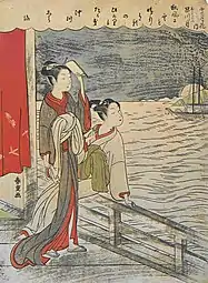 Filles regardant la lune à Shinagawa, 1780.