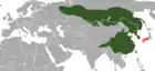 Aire de répartition du Putois de Sibérie