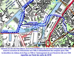 Emplacement du château disparu sur plan de 2018