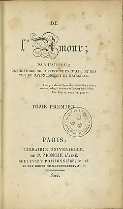 Image illustrative de l’article De l'amour (Stendhal)