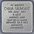 Stolpersteine en hommage à Chana Baumgart (1901-1942), située 4 place Saint-Pierre à Bordeaux.