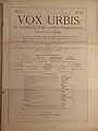 Page de titre d'un journal en latin Vox Urbis (1899, nr. 12)