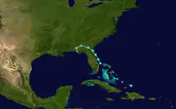 Parcours de la tempête tropicale Tammy