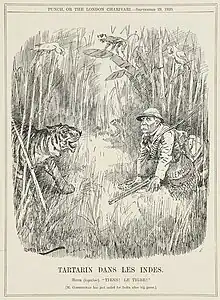 « Tartarin dans les Indes », caricature britannique publiée dans l'hebdomadaire satirique Punch, 29 septembre 1920.