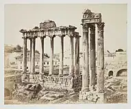 Les temples de Saturne et de Vespasien vers 1860.