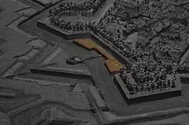 Tenaille à flancs vue sur le plan-relief d'Ath.