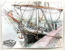 Terre-neuvas à quai avec ses deux ancres