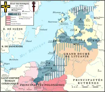 État teutonique en 1260.