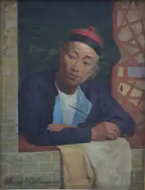 Mandarin à la pipe à opium.