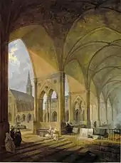 Vue du cloître par Hubert Robert.