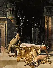 La Mort de Cléopâtre (1890), John Collier, huile sur toile, 395 × 315 cm, Gallery Oldham