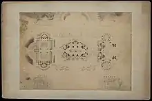 Photographie du plan d'un édifice antique.