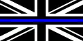 Le drapeau du Royaume-Uni orné de la thin blue line.