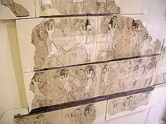 Tombe des danseuses, plâtre peint, Thèbes, XVIIe dyn.Ashmolean Museum.