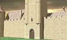 Dessin représentant la façade de la Tour Saint-Jean au XVIe siècle.