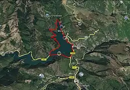 Balade : Le tracé en rouge indique l'un des parcours de 7,3 km en 2018.