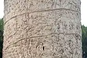 Colonne Trajane: détail, scènes de combat. Bas-relief. Marbre. Rome113 EC