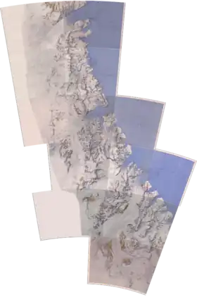 Assemblage de quadrants formant une carte topographique.