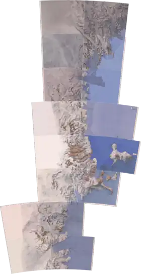 Carte de la Terre Victoria méridionale avec le chaînon de la Royal Society au sud-ouest de l'île de Ross.