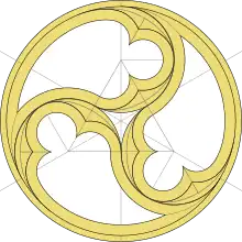 Triskèle de vitraux d'église.