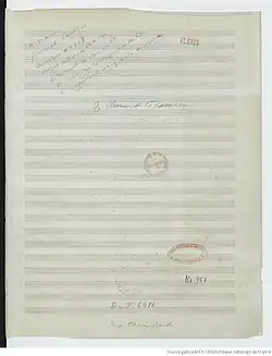 page de titre du manuscrit autographe